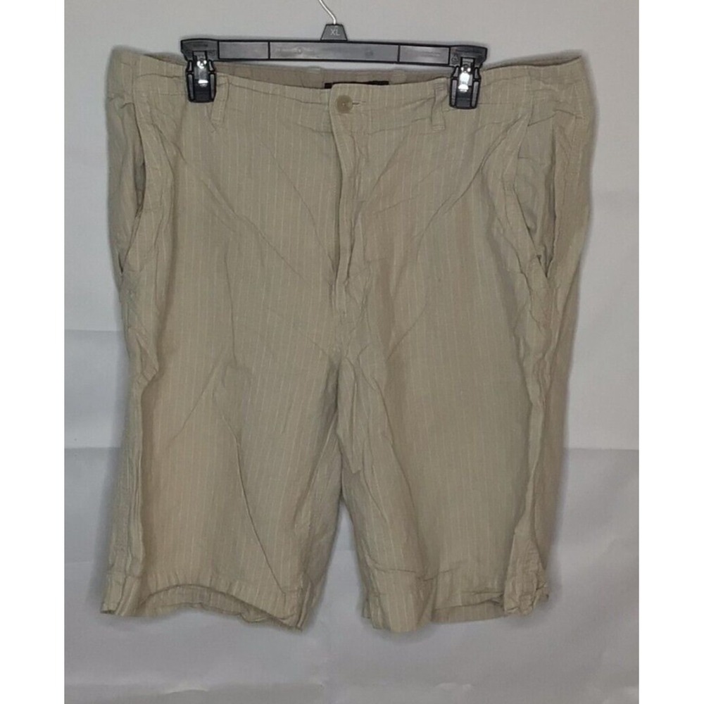 Banana Republic Mens 38 Khaki Tan Pinstripe Linen Cotton Blend‎ Casual Shorts